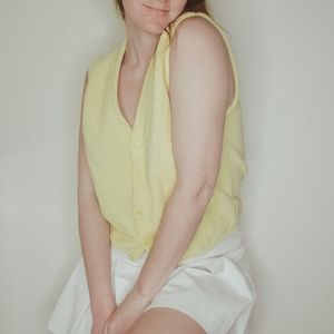 Vintage Yellow Cotton Sweater Vest